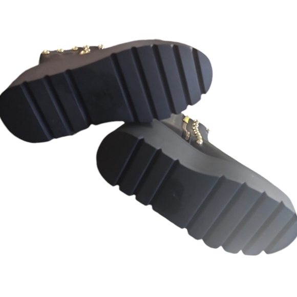 J/Slids Woman's Boots VICEROY  Leather Studded Ankle Platform Black Boots - Picture 10 of 12